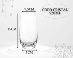 6 Copos Cristal 520ml Cilindro Refinado Resistente Água - Oro Comércio