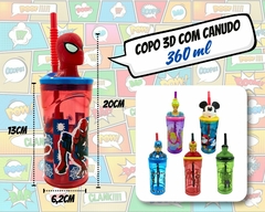 1 Copo Infantil 3D 360ml Plástico C/ Canudo Flexível Disney - comprar online