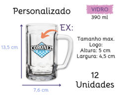 Kit 12 Canecas Chopp Personalizada 390ml Vidro - Oro Comércio