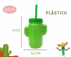 Kit 4 Copos Cacto C/Canudo 500ml Plastico na internet