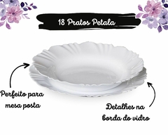 Imagem do Kit 18 Pratos Pétala Vidro Branco Diversos