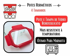 Kit 4 Potes Retangulares Hermético Tampa Vidro Borossilicato - comprar online