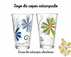 Jogo 6 Copos Estampado Floral 315ml Vidro - comprar online