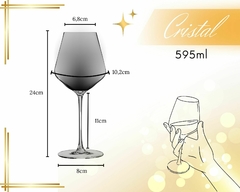 Jogo 2 Taças de Vinho Cristal Preta Translúcida 595ml Luxo na internet