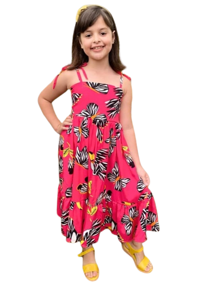 Vestido Midi Infantil Juvenil Menina Fazenda Moda Ver o