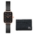 Relógio Minimalista Coleção Classic Louvre Metallic Square Black & Gold 29x39mm + Carteira de Couro Minimalista Preta