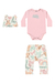 Kit Feminino Infantil Elian - Body, calça e touca animais