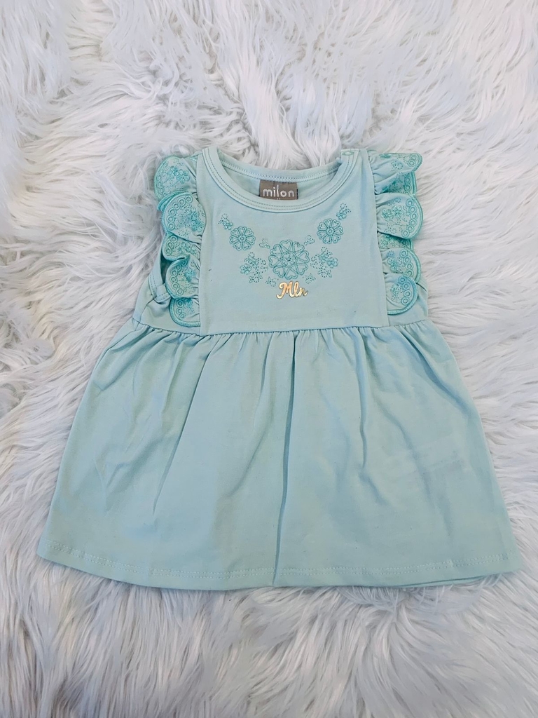 Vestido Bebê Milon Verde agua bordada