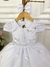 Vestido Infantil Branco Renda Aplique Flor Borboleta e Laço - comprar online