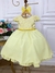 Vestido Infantil Amarelo C/ Renda e Cinto de Pérolas e Laço - Bambolê Kids Store