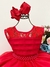 Vestido Infantil Vermelho Com Renda Cinto Pérolas - comprar online