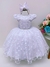 Vestido Infantil Branco Bolinhas Cinto Strass C/ Pérolas Luxo