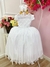 Vestido Infantil Branco Com Busto Nervura e Pérolas Damas - Bambolê Kids Store