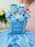 Fantasia Infantil Frozen e Cinderela C/ Renda Azul Strass - comprar online