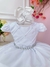 Vestido Infantil Branco Cinto Pérolas Damas Casamento Luxo - comprar online