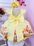 Vestido Infantil Amarelo Flores Tulipas Cinto Pérolas Luxo na internet