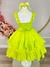 Vestido Infantil Primavera Verão Verde Neon Saia C/ Babado na internet