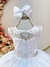 Vestido Infantil Branco C/ Renda Metalizada e Tule Glitter - Bambolê Kids Store