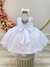 Vestido Infantil Branco C/ Renda Luxo e Cinto de Pérolas na internet