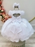 Vestido Infantil Branco Busto Nervura Strass Daminhas - Bambolê Kids Store