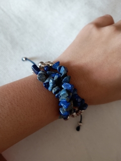 Pulseira Tripla com Pedras Naturais - Lápis Lazuli na internet