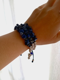 Pulseira Tripla com Pedras Naturais - Lápis Lazuli - Just Be You Accessories