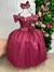 Vestido Marie Longo Manga Princesa Marsala (VESTMARIELNGOMBAOMBRMRL)