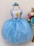 Vestido Infantil Cinderela Azul Brilho Festas Princesa (0115AZ) na internet