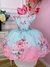 Vestido Infantil Verde Tiffany Rosas Cinto Pérolas Luxo Paris (1139VD)