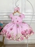 Vestido Infantil Rosa Florido Primavera Com Cinto de Pérolas (1133RS)