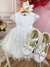 Vestido Infantil Branco C/ Aplique Flores Borboletas e Renda (2291BC) - comprar online