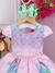 Vestido Infantil Sereia Escamas Rosa e Lilás Cinto Pérolas (2819RL) - comprar online