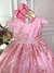 Vestido Infantil Rosa Com Renda Realeza e Cinto Pérolas (2210RC) - comprar online