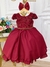 Vestido Infantil Marsala Renda Com Cinto de Pérolas e Laço (1053MS) - Gabi Boutiquekids