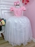 Vestido Infantil Rosa C/ Renda Saia Branca Damas Longo (2208RT)