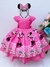 Vestido Infantil Minnie Rosa Chiclete Cinto de Pérolas Luxo (DLXMM)