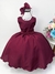 Vestido Infantil Marsala Busto C/ Strass e Cinto de Pérolas (0621MR)