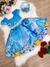 Vestido Infantil Cinderela Azul Cinto Pérolas Luxo Princesas (0029AZ) - loja online