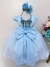 Vestido Infantil Azul Peito Nervura Aplique Borboletas Flor (3158AZ) na internet