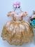 Vestido Infantil Rosa C/ Renda e Tule Dourado Realeza Damas (2190RO)