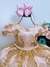 Vestido Infantil Rosa C/ Renda e Tule Dourado Realeza Damas (2190RO) - comprar online