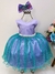 Vestido Infantil Princesa Ariel Lilás Tule Verde Luxo Pérola (2180LI)