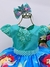 Vestido Infantil Princesa Ariel Verde Renda C/ Cinto Pérolas (0016AR) - comprar online