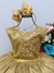 Vestido Infantil Dourado Com Renda Busto Cinto Strass Luxo (2140DO) - comprar online