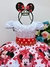 Vestido Infantil Minnie Vermelho Bolinhas Pérolas C/ Tiára (1108MV) - comprar online