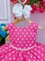 Vestido Infantil Barbie Rosa Chiclete C/ Bolinhas Brancas (1235RC) - comprar online