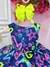 Vestido Infantil Barbie Azul Marinho Neon C/ Broche de Laço (1219AM) - loja online