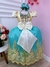 Imagem do Vestido Infantil Marfim Com Verde Tiffany e Renda Realeza (2229MV)