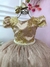 Vestido Infantil Nude Longo Damas C/ Renda Realeza Metalizada (2209NN) - comprar online