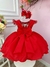 Imagem do Vestido Infantil Vermelho Busto Plissado Strass Flores Natal (1227VM)